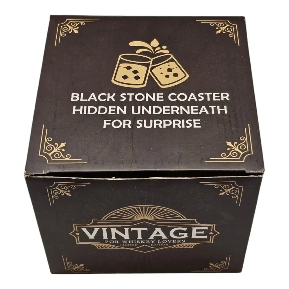 Vintage Black Stone Coaster Set For Whiskey Lovers
